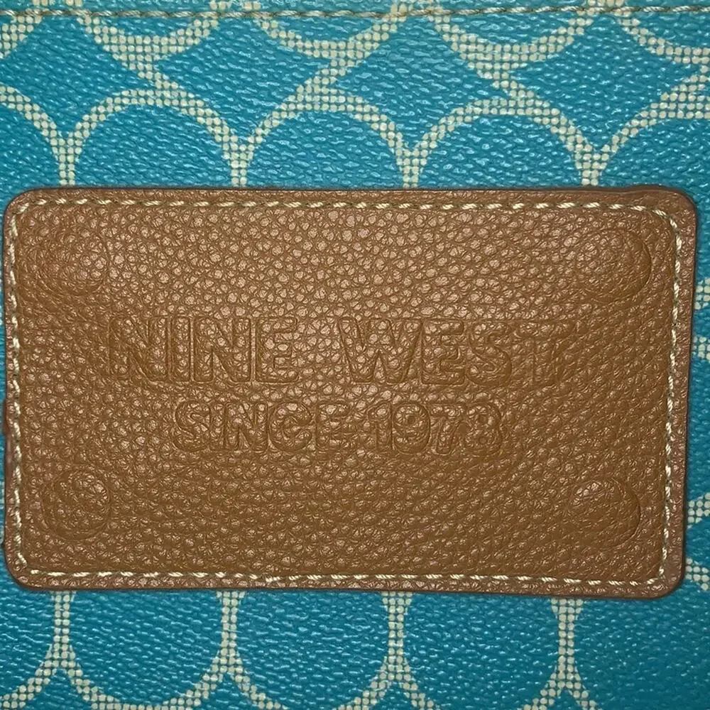 Nine West Wristlet Wallet Blue and White Pattern
